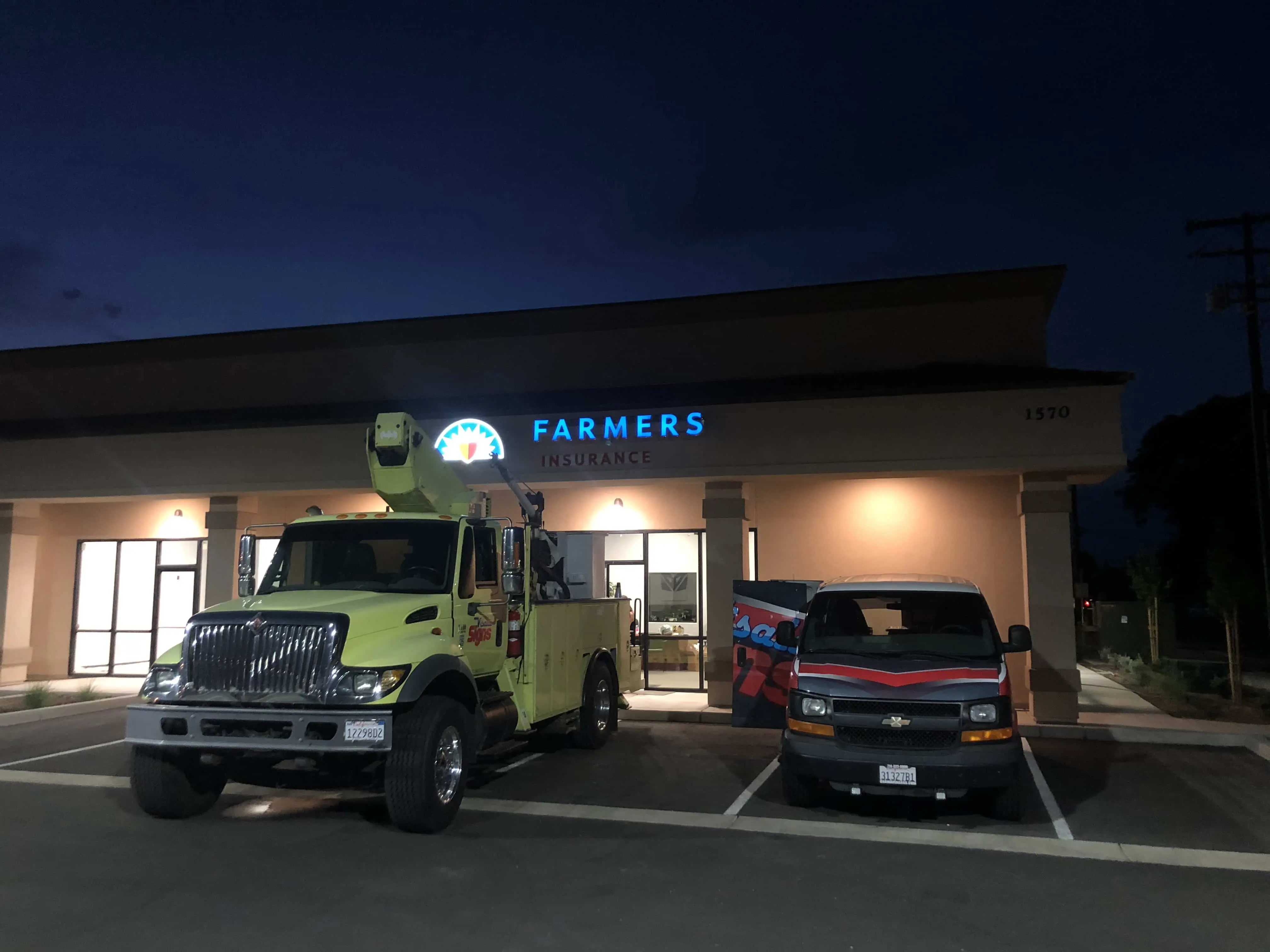 Sign crew working in Visalia CA